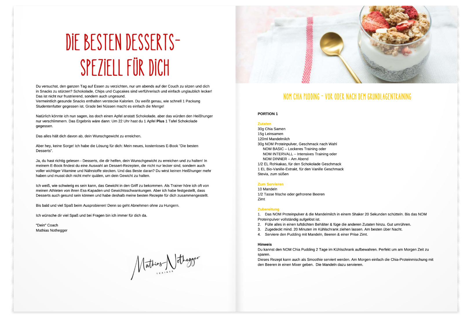 "Rezept für NOM Chia Pudding und Tipps für gesunde Desserts, die Heißhunger stillen und das Wunschgewicht unterstützen."