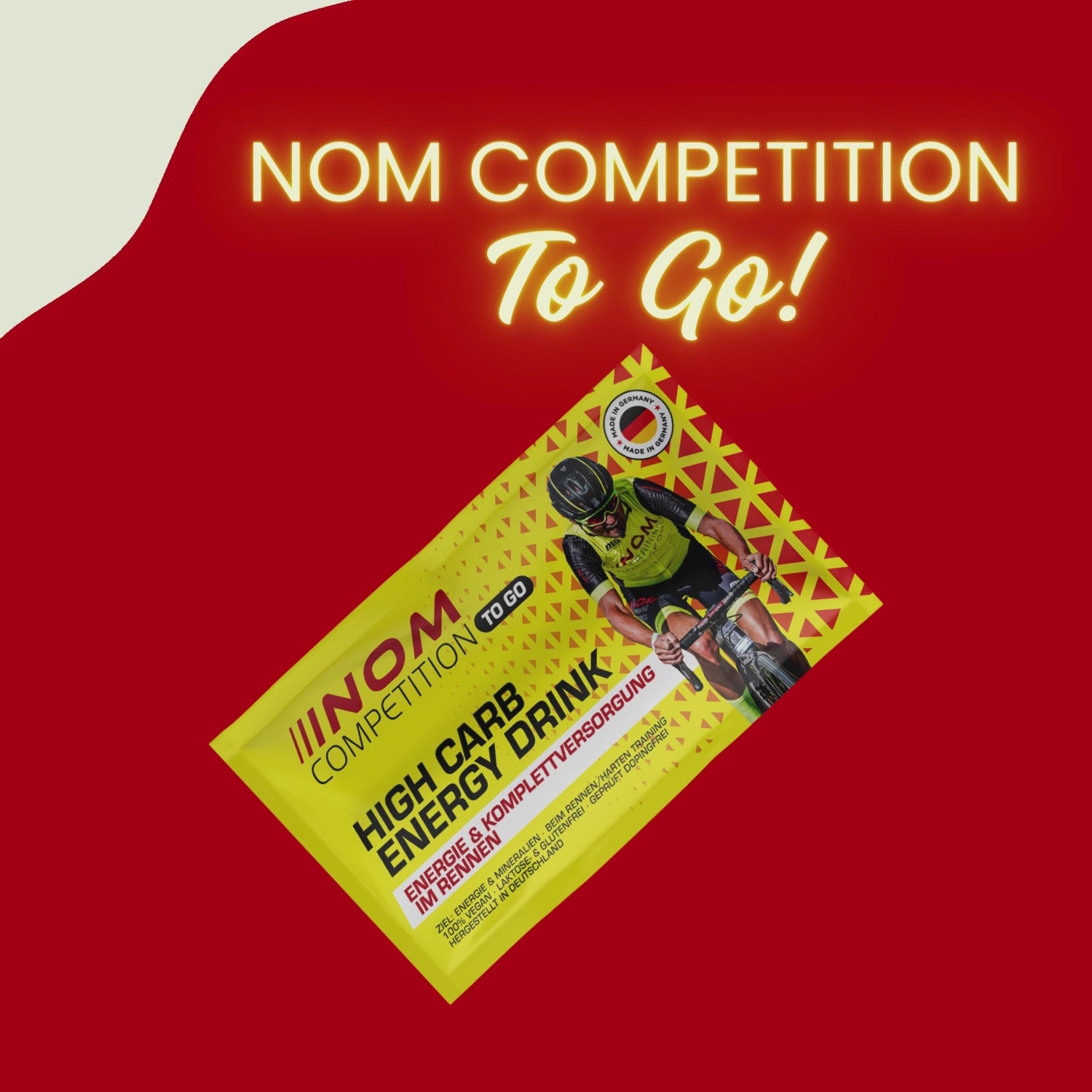 "NOM Competition High Carb Energy Drinks - Zitronen-Ingwer-Geschmack mit Fokus auf Energie und Komplettversorgung."