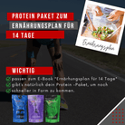 "Protein-Paket abgestimmt auf den 14-Tage-Ernährungsplan: Enthält NOM Basic, Intervall und Dinner für effektives Training und schnelle Ergebnisse."