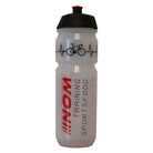 "Transparente NOM Trinkflasche mit Fahrrad-Motiv und Herzfrequenz-Design, ideal für Sportler."
